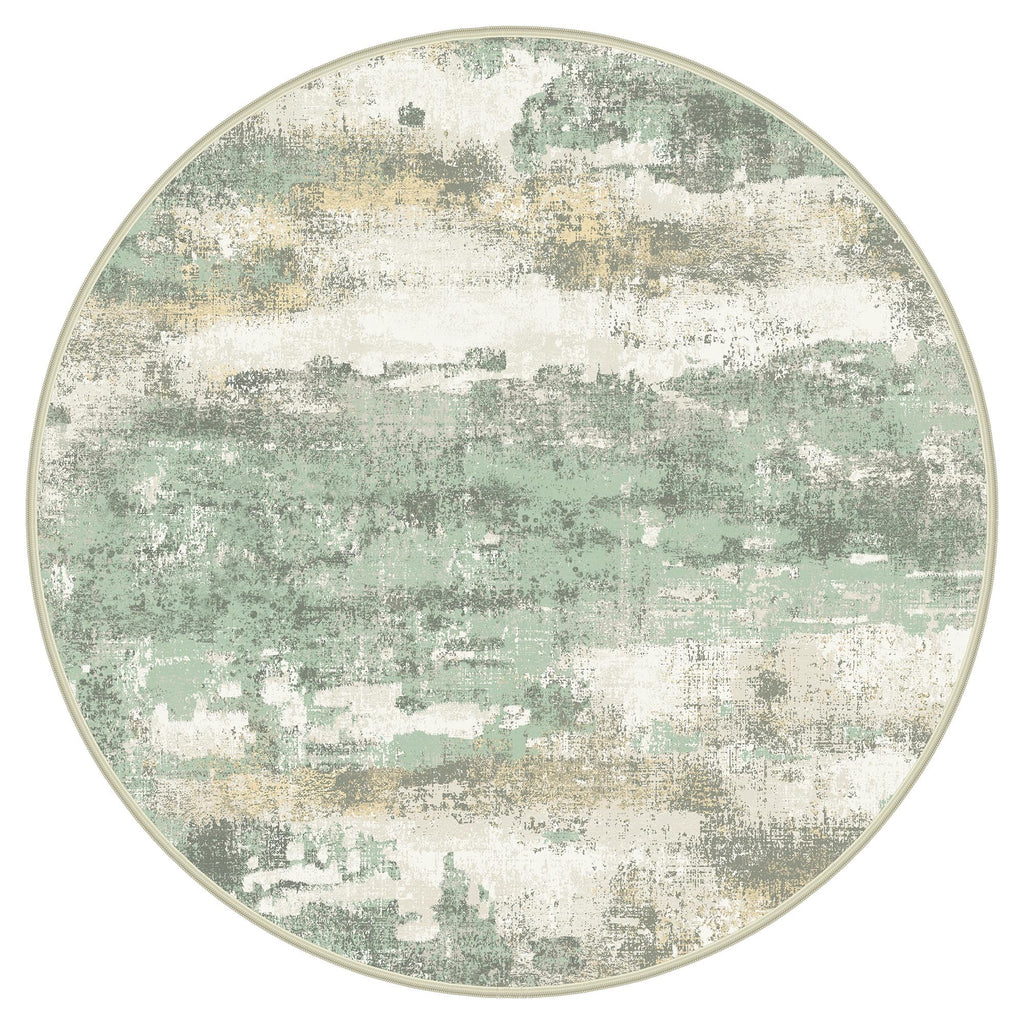 BEIMO 8FT Green Abstract Round Area Rug, Washable Non-Slip for Bedroom