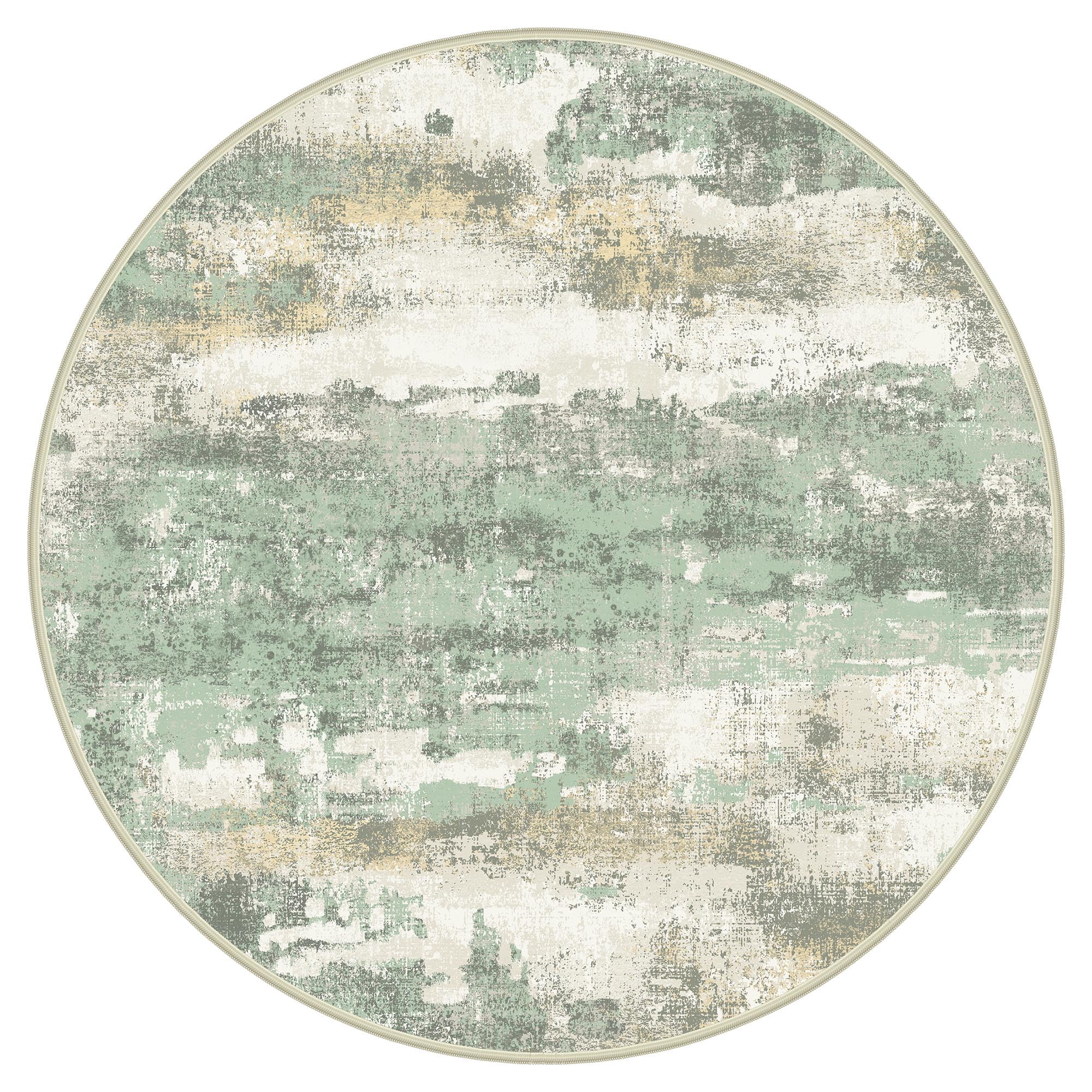 BEIMO 8FT Green Abstract Round Area Rug, Washable Non-Slip for Bedroom