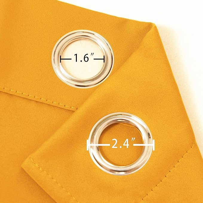 LEMOMO Yellow Thermal Blackout Curtains/52 x 95 Inch/Set of 2 Panels Room Darkening Curtains
