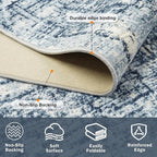 6x9 Area Rugs for Living Room Washable Rug: Anti-Skid Abstract Modern Living Room Rug Soft Thin Carpets Indoor Floor Non-Shedding Carpet for Bedroom Dining Farmhouse Nursery Home Office Blue Gold