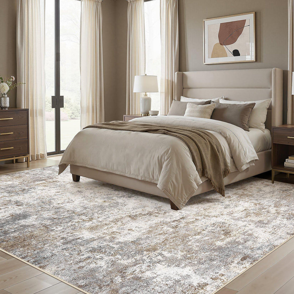 UERMEI 12x15 Area Rug Living Room Rugs Extra Large Brown Grey Carpet