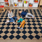 Lahome Checkered Easy Jute Outdoor Patio Rug, 8x10 Living Room Rug Washable