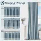 Guken Blue 100% Blackout Linen Curtains 132 Inch Length 2 Panels Set for Living Room Bedroom Back Tab Thermal Insulated Black Out Drapes Room Darkening Farmhouse Window Curtains Dusty Blue 52x132
