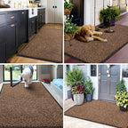Mibao Super Absorbent Front Door Mat, 60" x 36", Non-Slip Washable Indoor Doormats, Low Profile Entryway Rug Outdoor, Dirt Resistant Welcome Mats for Front and Back Door Entrance, Brown