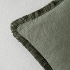 MIULEE Linen Fringe Decorative Throw Pillow Covers Light Olive Green 18x18