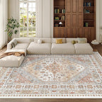 zesthome 9x12 Area Rugs,Stain Resistant Washable Rug,Ultra-Thin Rugs for Living Room,Bedroom,Non-Slip Backing Home Decor Large Area Rug (Orange,9'x12')