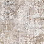 UERMEI Square Area Rugs : Washable 8x8 Neutral Modern Abstract Carpet for Living Room Bedroom - Soft Floor Mat with Non Slip Backing for Kitchen Nursery Dorms Farmhouse Home Decor - Brown/Grey/Red