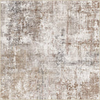 UERMEI Square Area Rugs: Washable 6x6 Neutral Modern Abstract Carpet for Living Room Bedroom - Soft Floor Mat with Non Slip Backing for Kitchen Nursery Dorms Farmhouse Home Decor - Brown/Grey/Red