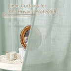 LAMIT Light Sage Linen Sheer Curtains for Bedroom 84 Inches Long, 2 Panels