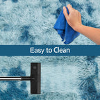 JiaoBaba Super Soft Fluffy Living Room Area Rug 2x5 ft Tie-Dyed Light Blue Shaggy Furry Carpet Washable Non-Slip Floor Rugs Bedroom Bedside Nursery Rug Fuzzy Girls Boy Dorm Home Decor Aesthetic
