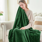 BEDELITE Ribbed Jacquard Dark Green Blankets Queen Size for Bed, 90x90 Inch