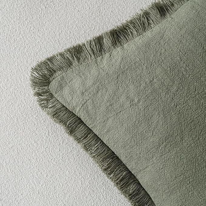 MIULEE Linen Decorative Euro Throw Pillow Covers Light Olive Green 28x28