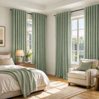 MIULEE 100% Blackout Linen Curtains 42 x 72 Inch Sage Green 2 Panels