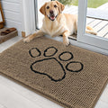 OLANLY Dog Door Mat for Muddy Paws 36x24, Paw Print Design Chenille Mud Mat