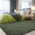 OLANLY 3x5 Machine Washable Small Bedside Rug, Soft Fluffy Shaggy Rugs for Living Room, Bedroom, Indoor Floor Carpet for Kids Girls and Boys, Preppy Dorms, Nursery, Home Decor Aesthetic, Olive Green