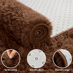 Shag Area Rugs for Bedroom Living Room,5X8 Ultra Soft Fluffy Area Rugs for Dorm,Indoor Carpet Plush Rugs for Home Decor,Brown