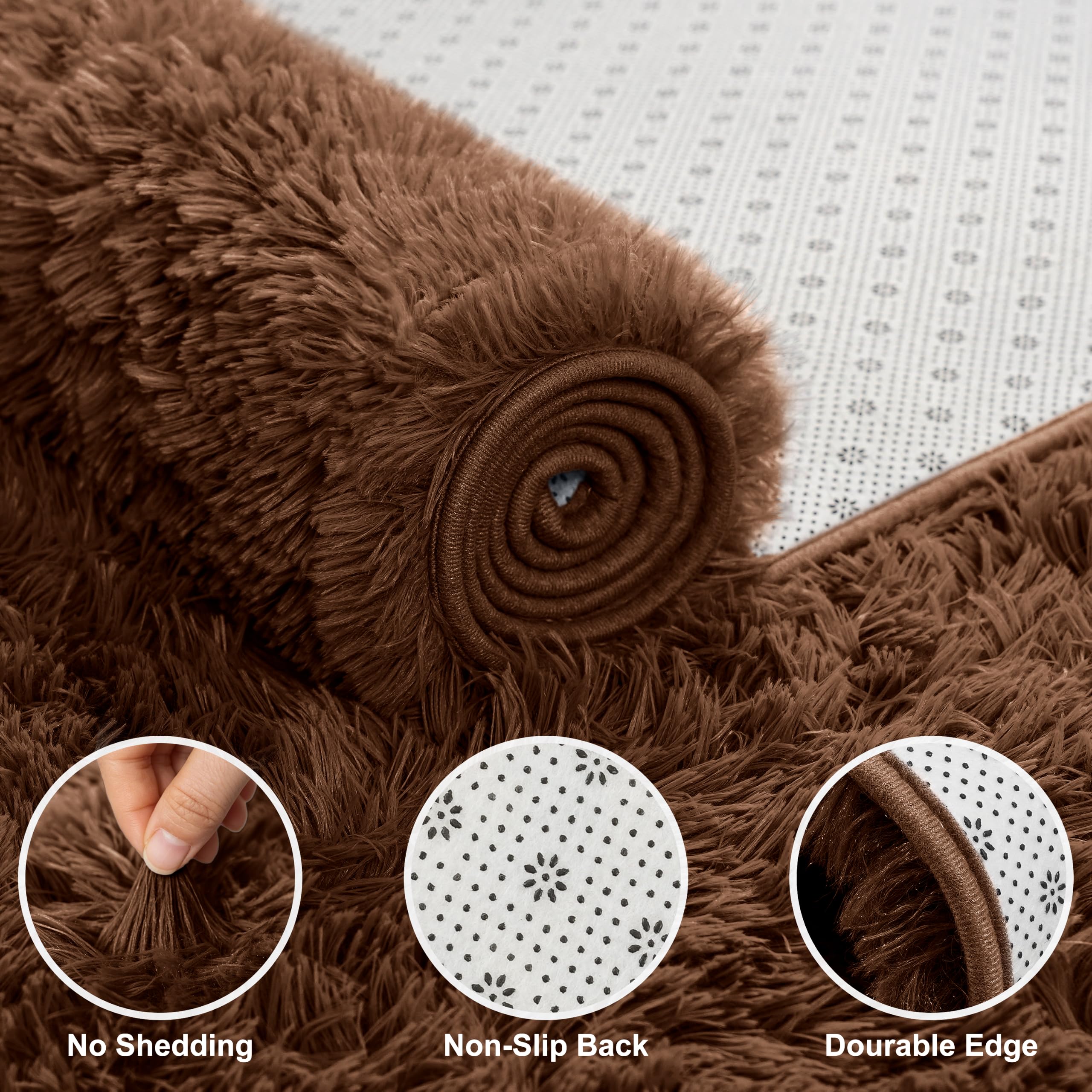 10X14 Large Area Rugs for Living Room Bedroom,Big Shag Rug for Bedroom Dorm,Soft Fluffy Indoor Carpet Plush Rugs for Living Room Home Decor,Brown