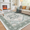 OPPODREAM Soft Area Rugs 9x12, Persian-Inspired Washable Rug, Green