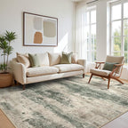 BEIMO Area Rugs 5x7 for Living Room Bedroom, Modern Abstract Machine Washable Rug, Large Soft Low Pile Floor Cover with Non Slip Backing for Dining Room, Grey/Dark Green