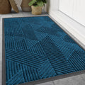 Smiry Front Door Mat Outside Entrance, Low Profile Rubber Doormat, 47x32