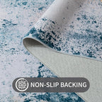 Ompaa Living Room Rug 5x8 Aqua Blue Area Rug Machine Washable Boho Rug Non Slip Abstract Vintage Indoor Large Rugs for Bedroom, Classroom, College Dorm, Farmhouse, Dining Room, Kids Playroom