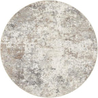 UERMEI 4ft Round Area Rug Living Room Rugs - 4x4 Washable Neutral Modern Abstract Soft Thin Rug Indoor Floor No Slip Rug Carpet for Bedroom Under Dining Table Home Office Decor - Brown Grey