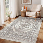zesthome 3x5 Area Rug Ultra Soft Washable Rug, Non Slip Area Rug Indoor Entrance, Stain Resistant Rugs for Living Room Bedroom Vintage Home Decor (Brown/Beige,3'x5')