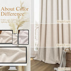 Guken 100% Blackout Linen Curtains 96 Inch Length 2 Panels Set for Living Room Bedroom Back Tab Thermal Insulated Black Out Drapes Room Darkening Farmhouse Style for Bedroom Window Curtains 52x96