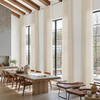 Birch Beige Linen Curtains for Living Room 126 Inches Long Light Filtering Semi Sheer Curtain Back Tab Modern Farmhouse Decor Elegant Drapes Floor to Ceiling High Window for Bedroom 52x126, 2 Panels