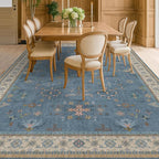 Hazo Haus Boho 8x10 Large Area Rugs for Living Room - Eclectic Dusky Blue Rug for Bedroom Under Bed, Dining Room Under Kitchen Table, Washable Soft Non Slip Unique Colorful Indoor Décor