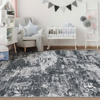 pmtsns Area Rugs 6x9 for Living Room: Washable Rug Modern Abstract Neutral Soft Non-Slip Low-Pile Indoor Carpet for Bedroom Dining Room Playroom Home Office (Black Grey, 6'x9')