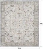 Hazo Haus Boho Light Grey Living Room Rug 10x12 - Modern Vintage Eclectic Floral Pastel Neutral Taupe, Washable Low Pile Non-Slip Extra Large Area Rugs for Dining Under Table Bedroom Lounge