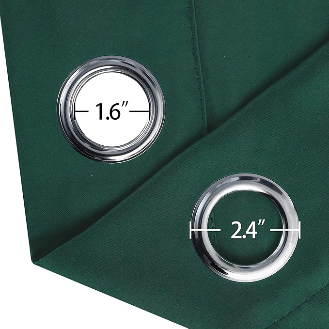 LEMOMO Blackout Curtains 52 x 45 inch/Green Curtains Set of 2 Panels/Thermal Insulated Room Darkening Bedroom Curtains