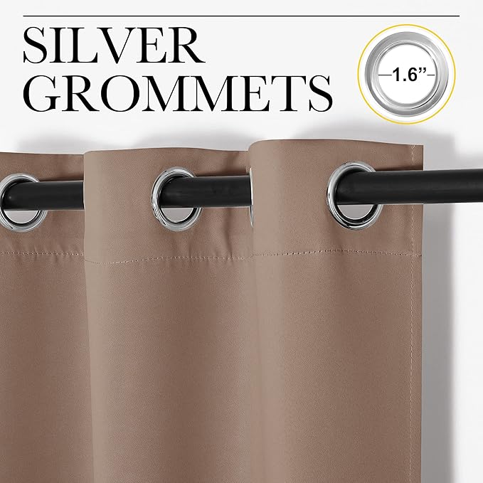 NICETOWN Room Darkening Curtain Panels for Cafe, Thermal Insulated Grommet Room Darkening Draperies/Drapes for Window (Cappuccino, 2 Panels, W42 x L40 -inch)