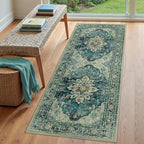 RELEANY Washable Area Rug, Runner 3'x7', Blue/Vintage Dark Blue