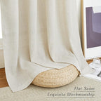 NICETOWN Rustic Linen 144 inch Long Curtains for Living Room, Grommet Privacy Added Thick Linen Weave with Light Filter Window Curtains & Drapes for Bedroom, Natural, W55 x L144, 2 Panels