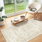 2x4 Washable Rug Runner for Bathroom, Soft Entryway Rug for Laundry Room, Kitchen, Vintage Abstract Hallway Runner for Bedroom, Anti-Slip Door Mat Indoor Entrance(2'x4', Beige/Ivory)