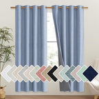 NICETOWN Stone Blue Vintage Linen 100% Blackout Curtains for Living Room, Thermal Insulated Curtains 72" Long, Noise Reducing Window Treatment Drapes for Hall Room, 52" Wide Per Panel, Set of 2