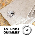 H.VERSAILTEX Primitive Linen Curtains 100% Blackout Curtain Drapes Burlap Curtains with White Thermal Insulated Liner, Grommet Top Drapes Living Room/Bedroom (2 Panels, 42 x 45 Inch, Natural)