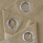 NICETOWN Faux Linen Oatmeal Blackout Curtains 84 inches Long for Living Room - Privacy Panels for Bedroom, Modern Farmhouse Style Easy Care Grommet Top, 2 Panels, W52 by L84