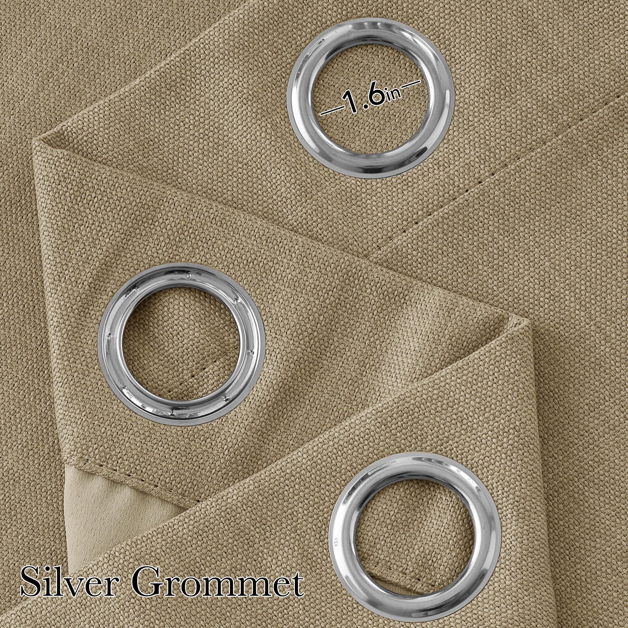 NICETOWN Short Faux Linen Oatmeal Blackout Curtains 63 inches Long for Kitchen - Privacy Panels for Living Room Bedroom, Modern Farmhouse Style Easy Care Grommet Top, 2 Panels, W42 by L63