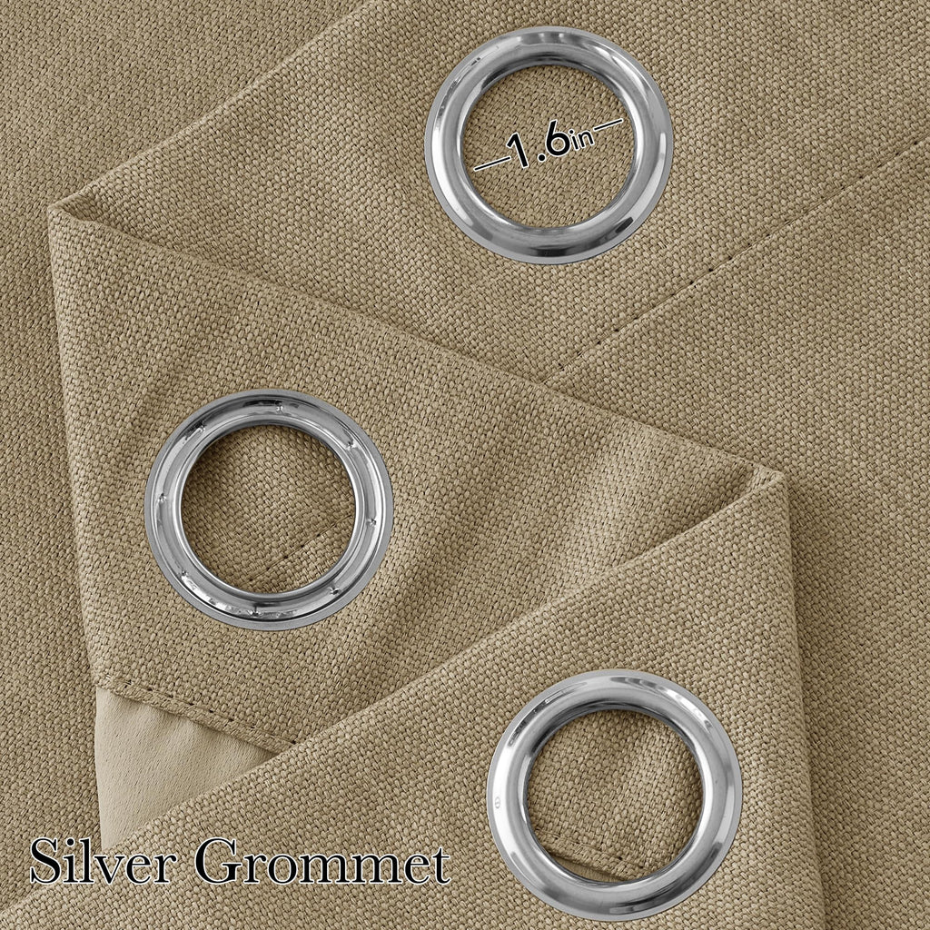 NICETOWN Short Faux Linen Oatmeal Blackout Curtains 63 inches Long for Kitchen - Privacy Panels for Living Room Bedroom, Modern Farmhouse Style Easy Care Grommet Top, 2 Panels, W42 by L63