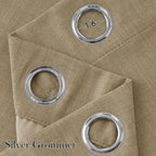 NICETOWN Short Faux Linen Oatmeal Blackout Curtains 63 inches Long for Kitchen - Privacy Panels for Living Room Bedroom, Modern Farmhouse Style Easy Care Grommet Top, 2 Panels, W42 by L63