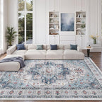 zesthome 9x12 Area Rugs for Living Room,Large Washable Rug,Blue
