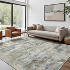 BEIMO Area Rugs 8x10 for Living Room Bedroom, Modern Abstract Machine Washable Rug, Large Soft Low Pile Floor Carpet with Non Slip Backing for Dining Room, Blue/Taupe