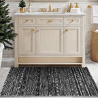 3x4 Area Rug Washable Moroccan: Non Slip Entryway Floor Mat Black