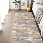 3x6 Washable Kitchen Runner Rug: Modern Abstract Runners for Hallway Soft Non Slip Rugs with Rubber Backing Low Pile Thin Floor Carpet for Entryway Bedroom Bathroom Bedside Indoor(Brown/Brick,3x6)
