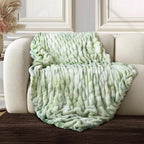 Ultra Soft Cozy Faux Fur Throw Blanket, Fuzzy Plush Thick Bubble Blanket, Oversize Luxury Fluffy Blanket for Couch, Sofa, Bedroom, and Living Room,50x60 Inches,Double Sided Tie-Dye Sage