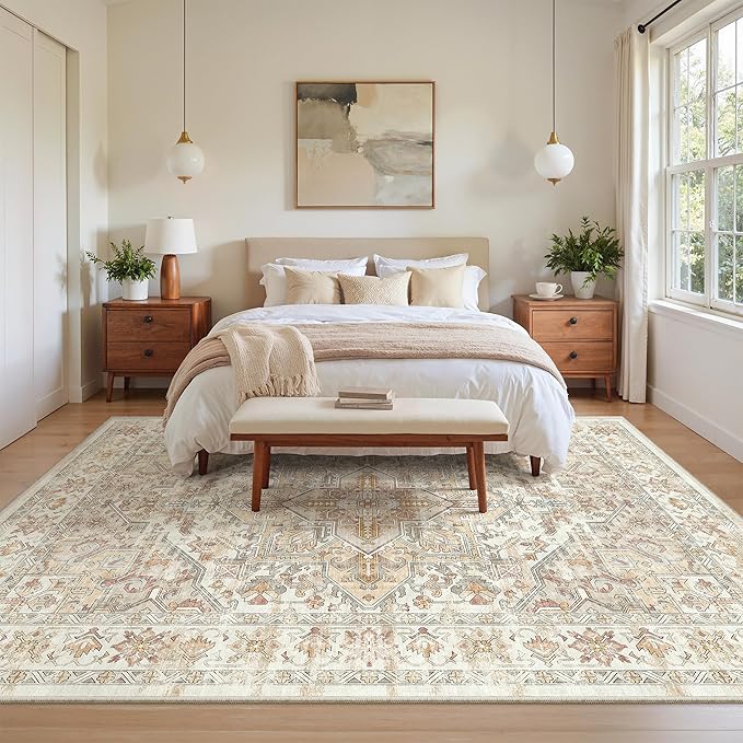 zesthome 5x7 Area Rugs for Living Room,Large Washable Rug,Orange