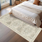 Runner Rug 2x6, Non Slip Washable Rugs for Laundry Room, Runners for Hallways, Low Pile Vintage Soft Rugs for Living Room, Kitchen Bathroom,Bedroom Rug(Brown/Beige,2'x6')